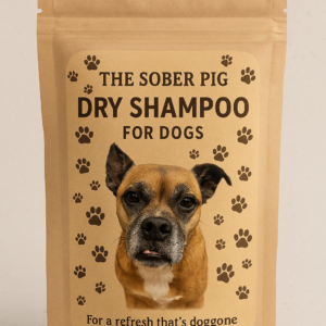 Bubba's bust photo on Dry Dog Shampoo Label for introductory packaging